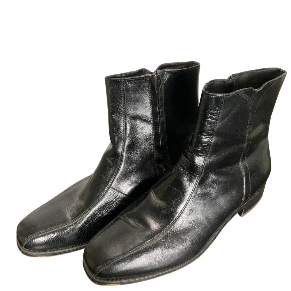 Florsheim Chelsea Boots Men 11D Black Leather Duke Square Toe 11087-01 Ankle